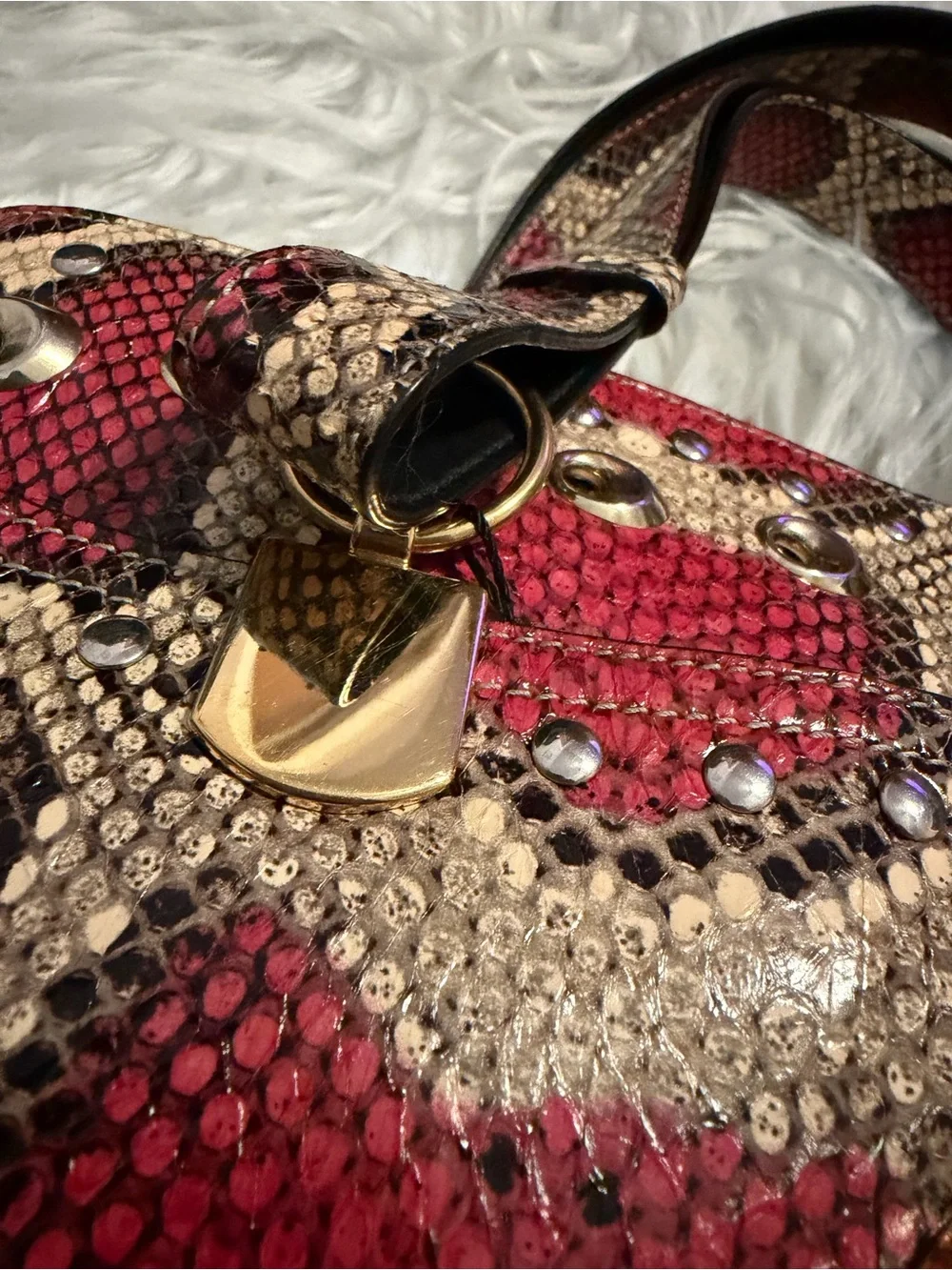 GUCCI Snakeskin Large Arli Top Handle and Shoulder Bag Limited Edition - Picture 11 of 16
